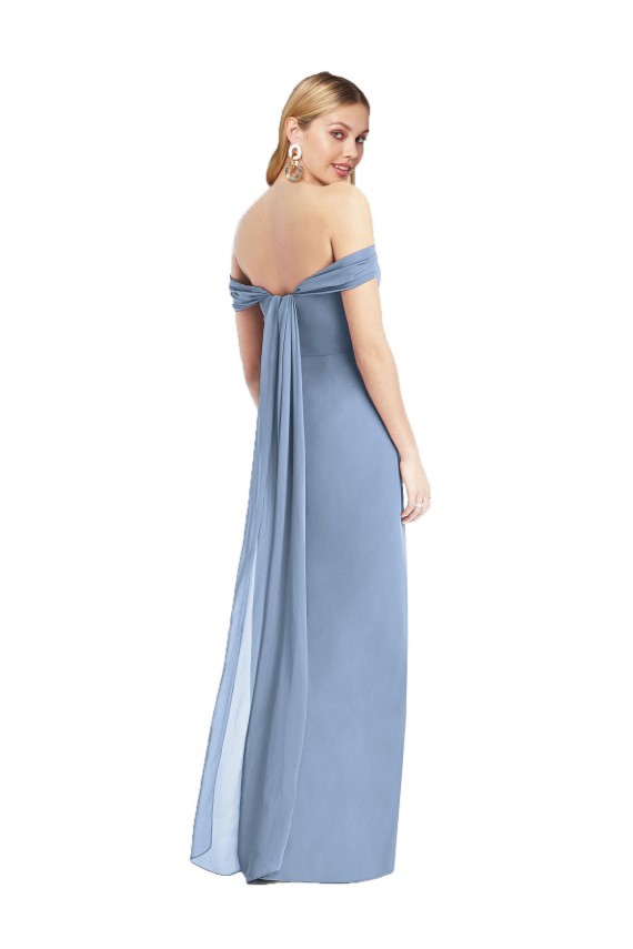 Low Back Sleeveless Off the Shoulder Mermaid Soft Chiffon Semi Formal Evening Dress / Bridesmaid Dress Worcester