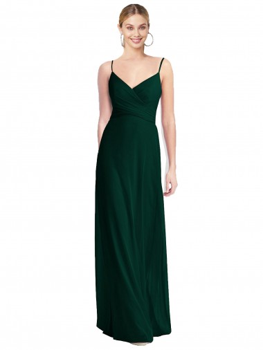 Low Back Ever Green Sleeveless Spaghetti Straps A-Line Soft Chiffon Bridesmaid Dress Worcester