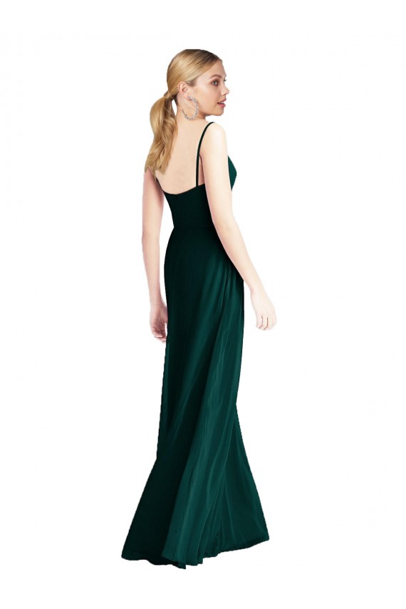 Low Back Ever Green Sleeveless Spaghetti Straps A-Line Soft Chiffon Bridesmaid Dress Worcester