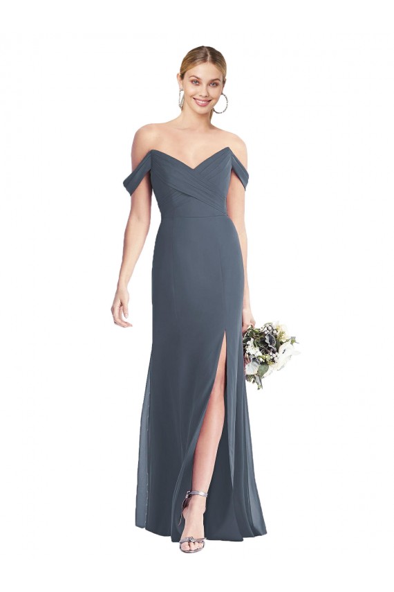 Low Back Sleeveless Off the Shoulder Trumpet Soft Chiffon Bridesmaid Dress Worcester
