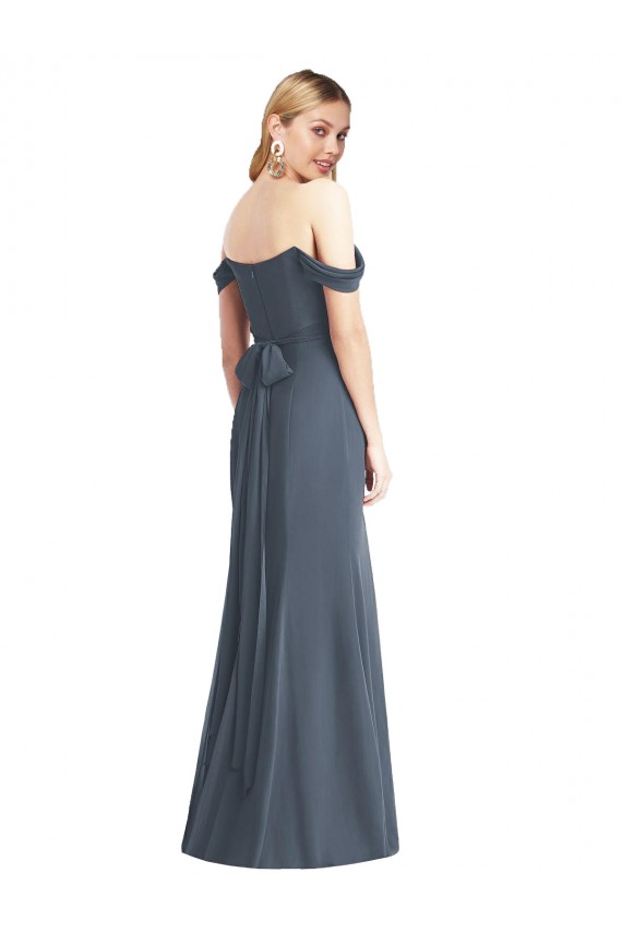 Low Back Sleeveless Off the Shoulder Trumpet Soft Chiffon Bridesmaid Dress Worcester