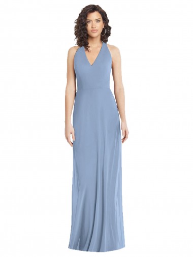 Open Back Sleeveless Halter Neck Trumpet Soft Chiffon Formal Evening Gown / Bridesmaid Dress Worcester