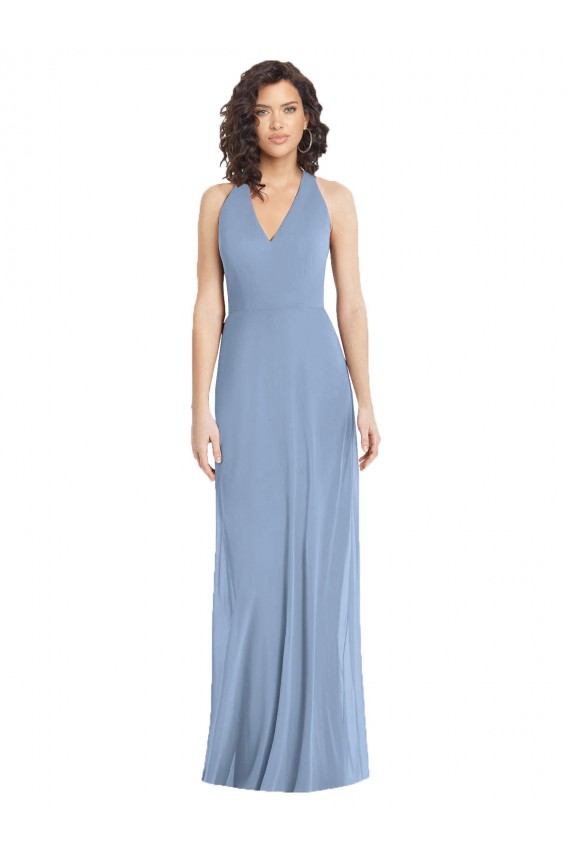 Open Back Sleeveless Halter Neck Trumpet Soft Chiffon Formal Evening Gown / Bridesmaid Dress Worcester