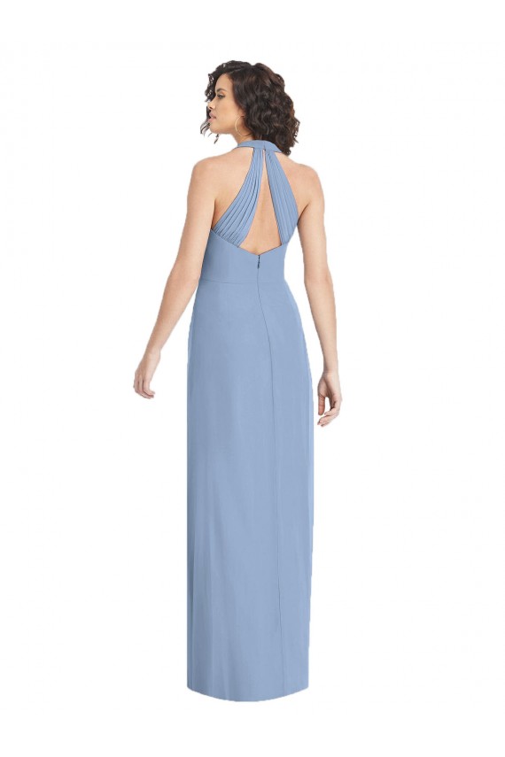Open Back Sleeveless Halter Neck Trumpet Soft Chiffon Formal Evening Gown / Bridesmaid Dress Worcester
