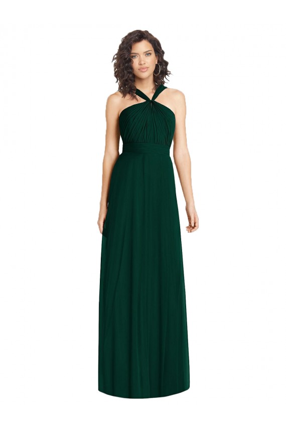 Ever Green Sleeveless Halter Neck A-Line Soft Chiffon Bridesmaid Dress Worcester