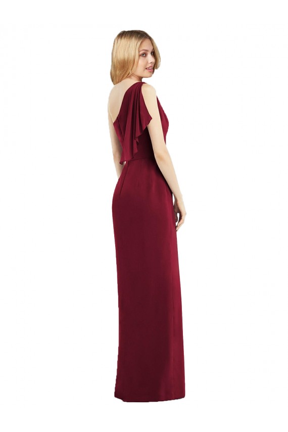 Olive Green Sleeveless One Shoulder Trumpet Soft Chiffon Bridesmaid Dress Worcester