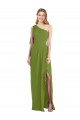 Olive Green Sleeveless One Shoulder Trumpet Soft Chiffon Bridesmaid Dress Worcester