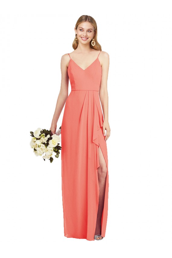 Sleeveless Spaghetti Straps Trumpet Soft Chiffon Formal Dress / Bridesmaid Dress Worcester