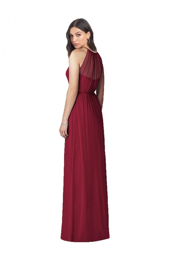Burgundy Sleeveless Halter Neck Trumpet Soft Chiffon Bridesmaid Dress Worcester