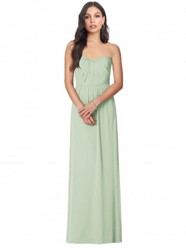 Sage Sleeveless Strapless Trumpet Soft Chiffon Bridesmaid Dress Worcester