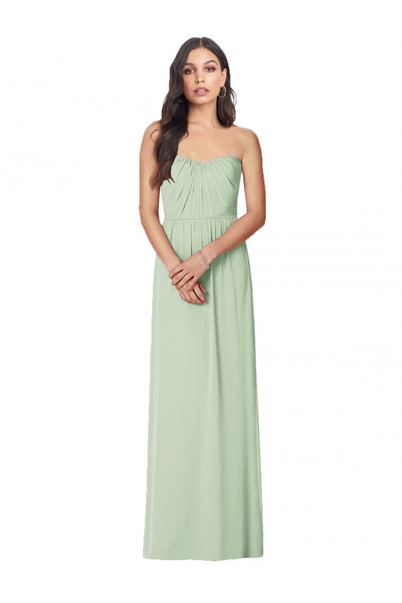 Sage Sleeveless Strapless Trumpet Soft Chiffon Bridesmaid Dress Worcester