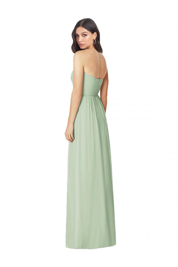 Sage Sleeveless Strapless Trumpet Soft Chiffon Bridesmaid Dress Worcester