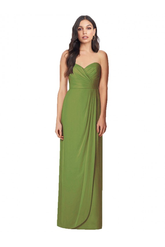 Olive Green Sleeveless Sweetheart Trumpet Soft Chiffon Bridesmaid Dress Worcester