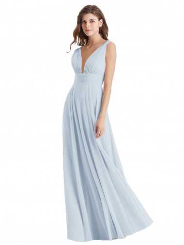 Tie Back Sleeveless V-Neck A-Line Lxue Chiffon Bridesmaid Dress Worcester