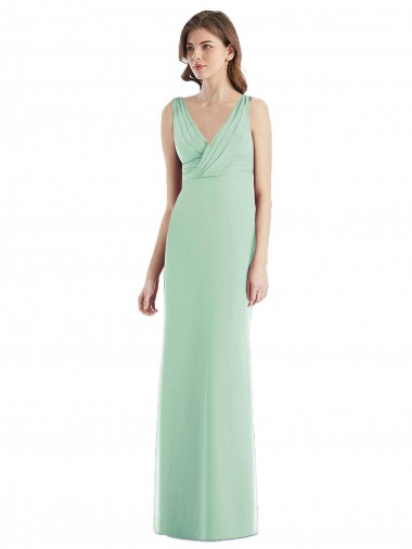 Open Back Sleeveless V-Neck Trumpet Chiffon Bridesmaid Dress / Evening Dress Worcester