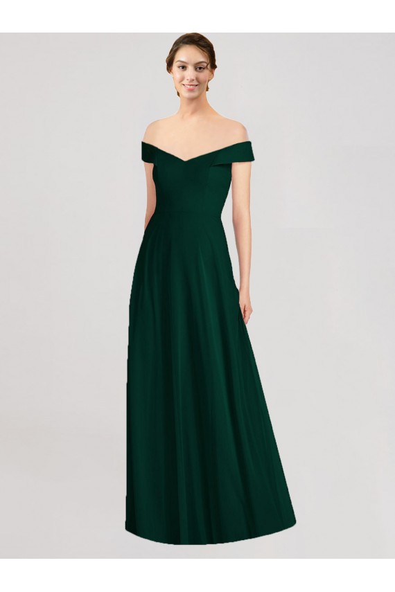 Ever Green Sleeveless Off the Shoulder A-Line Soft Chiffon Formal Dress / Bridesmaid Dress Worcester