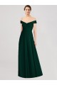 Ever Green Sleeveless Off the Shoulder A-Line Soft Chiffon Formal Dress / Bridesmaid Dress Worcester