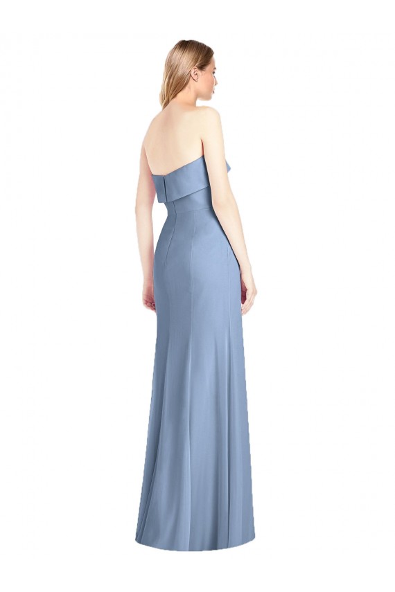 Dusty Blue Sleeveless Strapless Trumpet Soft Chiffon Bridesmaid Dress Worcester