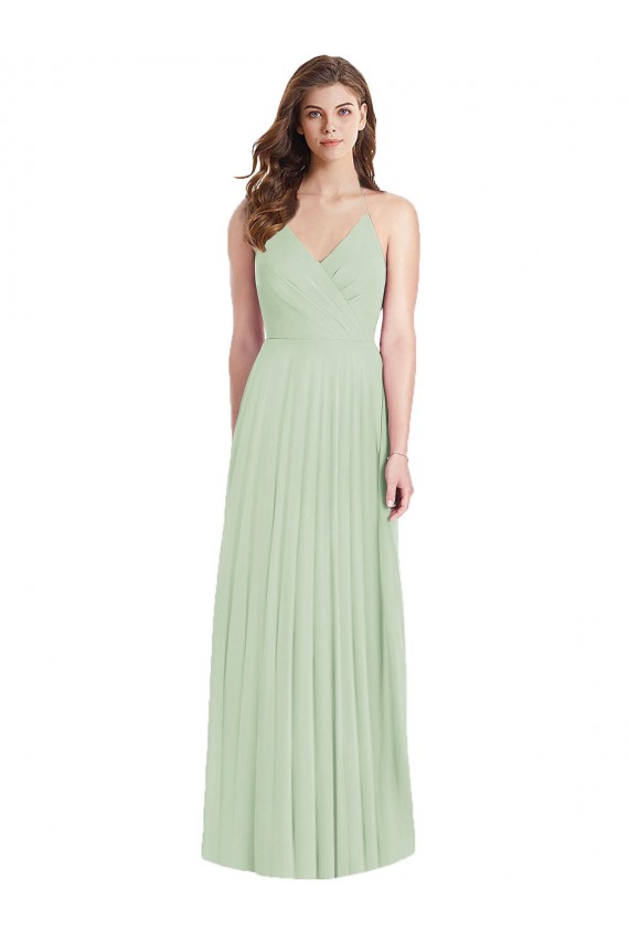 Sage Cold Shoulder Spaghetti Straps Trumpet Soft Chiffon Semi Formal Evening Dress / Bridesmaid Dress Worcester