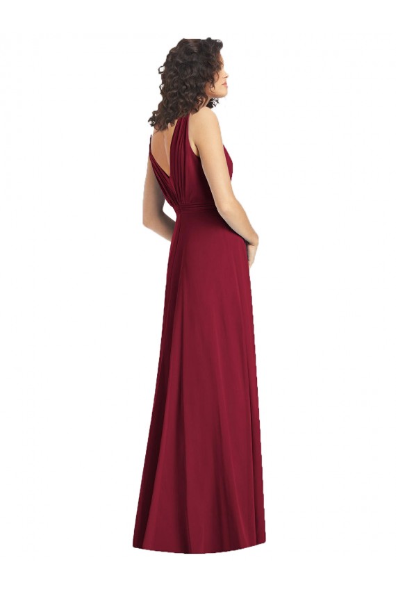 V-Back Hunter Sleeveless V-Neck A-Line Chiffon Wedding Party Dress Worcester