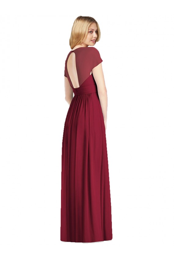 Open Back Cap Sleeves V-Neck Trumpet Soft Chiffon Bridesmaid Dress Worcester