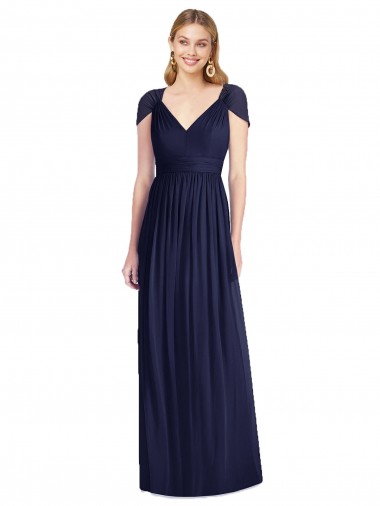 Open Back Cap Sleeves V-Neck Trumpet Soft Chiffon Bridesmaid Dress Worcester