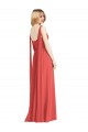 Low Back Firecracker Sleeveless V-Neck A-Line Soft Chiffon Bridesmaid Dress Worcester