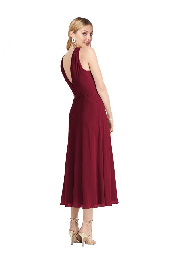 V-Back Sleeveless Halter Neck A-Line Soft Chiffon Prom Dress / Bridesmaid Dress Worcester