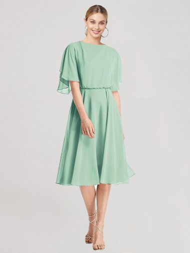 Open Back Flutter Sleeves A-Line Soft Chiffon Bridesmaid Dress Worcester
