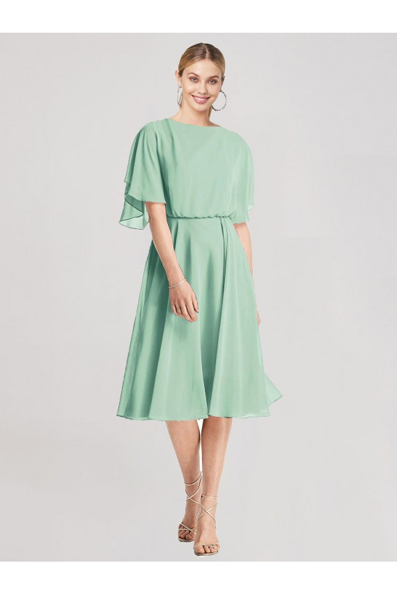 Open Back Flutter Sleeves A-Line Soft Chiffon Bridesmaid Dress Worcester