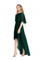 Open Back Flutter Sleeves Round Neck A-Line Soft Chiffon High Low Bridesmaid Dress Worcester