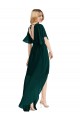 Open Back Flutter Sleeves Round Neck A-Line Soft Chiffon High Low Bridesmaid Dress Worcester