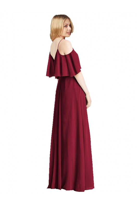 Cold Shoulder Spaghetti Straps A-Line Chiffon Bridesmaid Dress Worcester