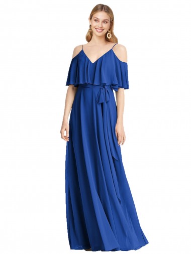 Cold Shoulder Spaghetti Straps A-Line Chiffon Bridesmaid Dress Worcester