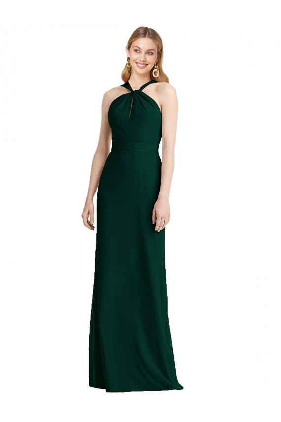 Ever Green Sleeveless Halter Neck Trumpet Soft Chiffon Bridesmaid Dress Worcester