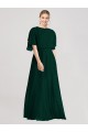 Open Back Flutter Sleeves Round Neck A-Line Soft Chiffon Bridesmaid Dress Worcester