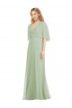 Flutter Sleeves V-Neck Trumpet Soft Chiffon Bridesmaid Dress Worcester