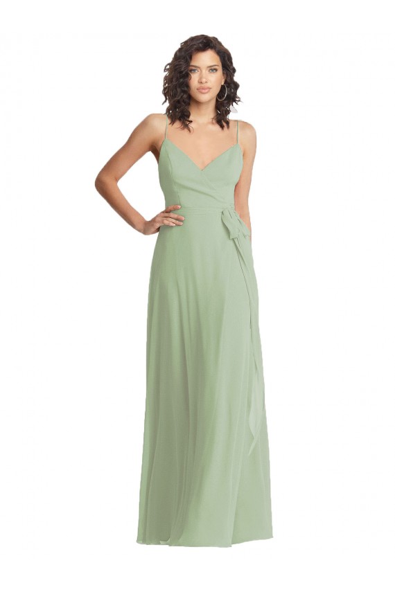 Sleeveless Spaghetti Straps Trumpet Soft Chiffon Formal Evening Gown / Bridesmaid Dress Worcester