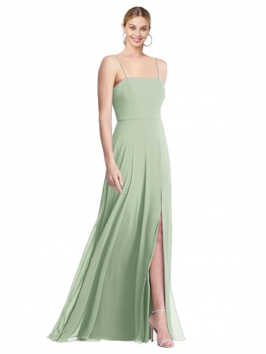 Low Back Sleeveless Spaghetti Straps Trumpet Soft Chiffon Formal Evening Gown / Bridesmaid Dress Worcester