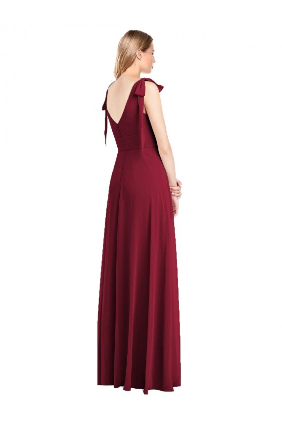 V-Back Coral Sleeveless V-Neck Trumpet Soft Chiffon Bridesmaid Dress Worcester