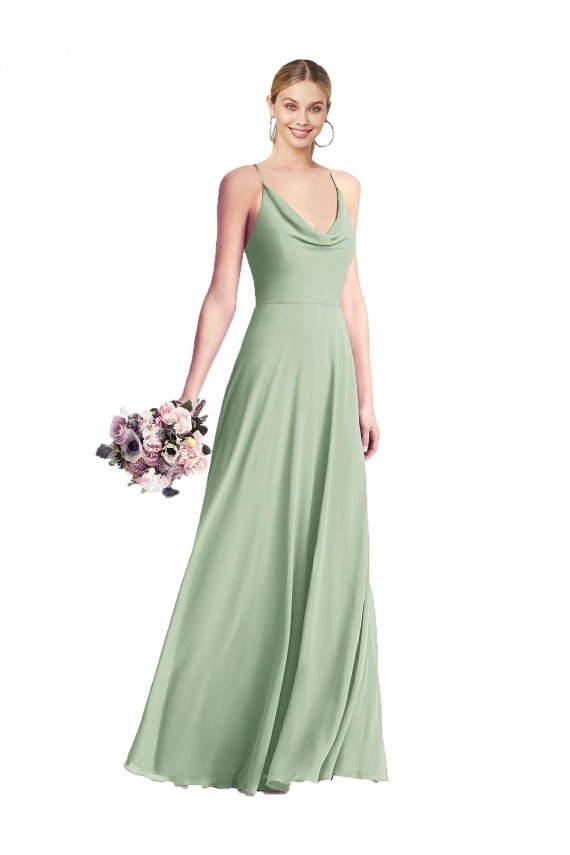 V-Back Sleeveless Spaghetti Straps A-Line Chiffon Bridesmaid Dress / Evening Dress Worcester