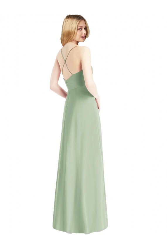 V-Back Sleeveless Spaghetti Straps A-Line Chiffon Bridesmaid Dress / Evening Dress Worcester