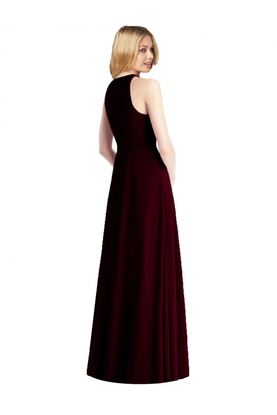 Sleeveless Halter Neck Trumpet Soft Chiffon Semi Formal Evening Dress / Bridesmaid Dress Worcester