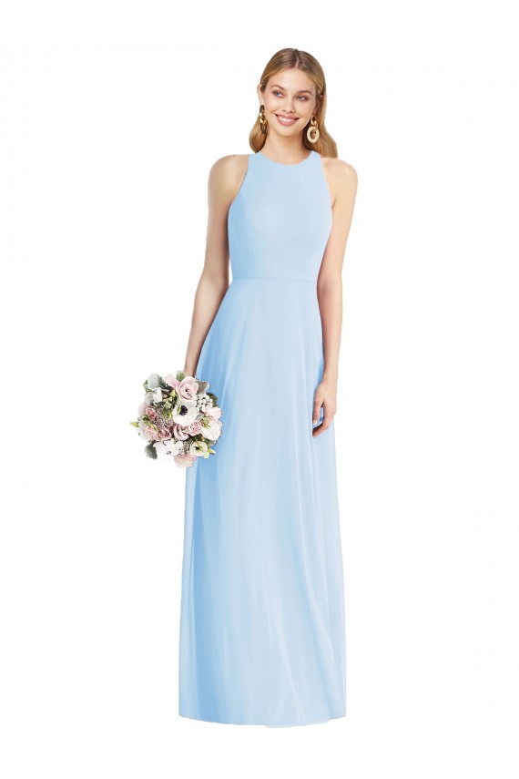 Sleeveless Halter Neck Trumpet Soft Chiffon Semi Formal Evening Dress / Bridesmaid Dress Worcester