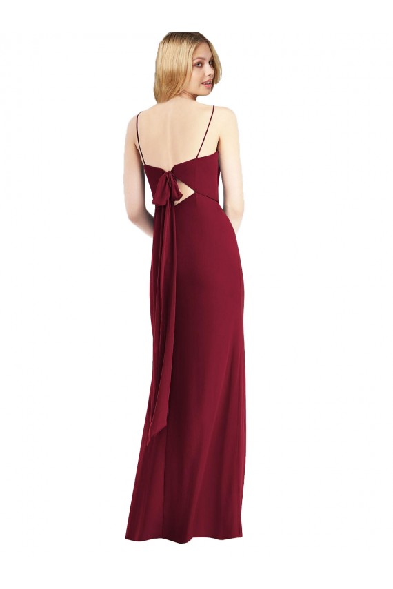 Tie Back Sleeveless Spaghetti Straps Trumpet Soft Chiffon Bridesmaid Dress Worcester