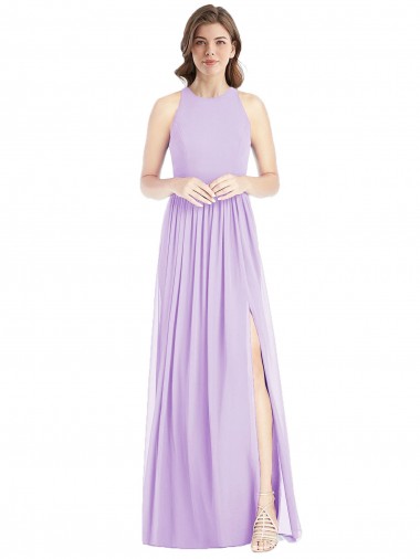 Lilac Sleeveless Halter Neck A-Line Soft Chiffon Bridesmaid Dress Worcester