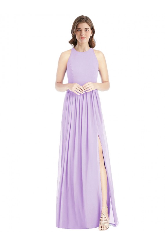 Lilac Sleeveless Halter Neck A-Line Soft Chiffon Bridesmaid Dress Worcester