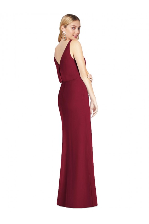 V-Back Dusty Pink Sleeveless V-Neck Mermaid Soft Chiffon Bridesmaid Dress Worcester