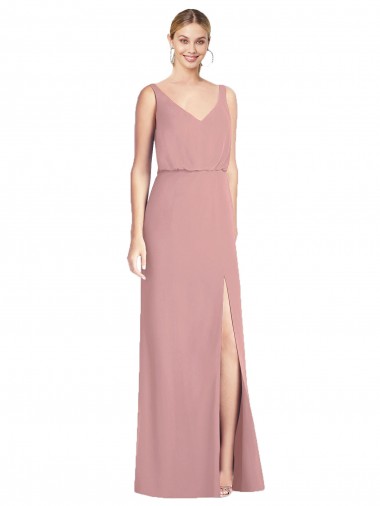 V-Back Dusty Pink Sleeveless V-Neck Mermaid Soft Chiffon Bridesmaid Dress Worcester