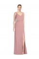 V-Back Dusty Pink Sleeveless V-Neck Mermaid Soft Chiffon Bridesmaid Dress Worcester